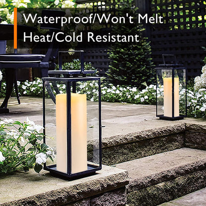 Homemory 6" 8" 10" x 4" Waterproof Outdoor Flameless Candles, Battery Operated Flickering LED Pillar Candles with Remote and Timers for Indoor, Plastic, Ivory White