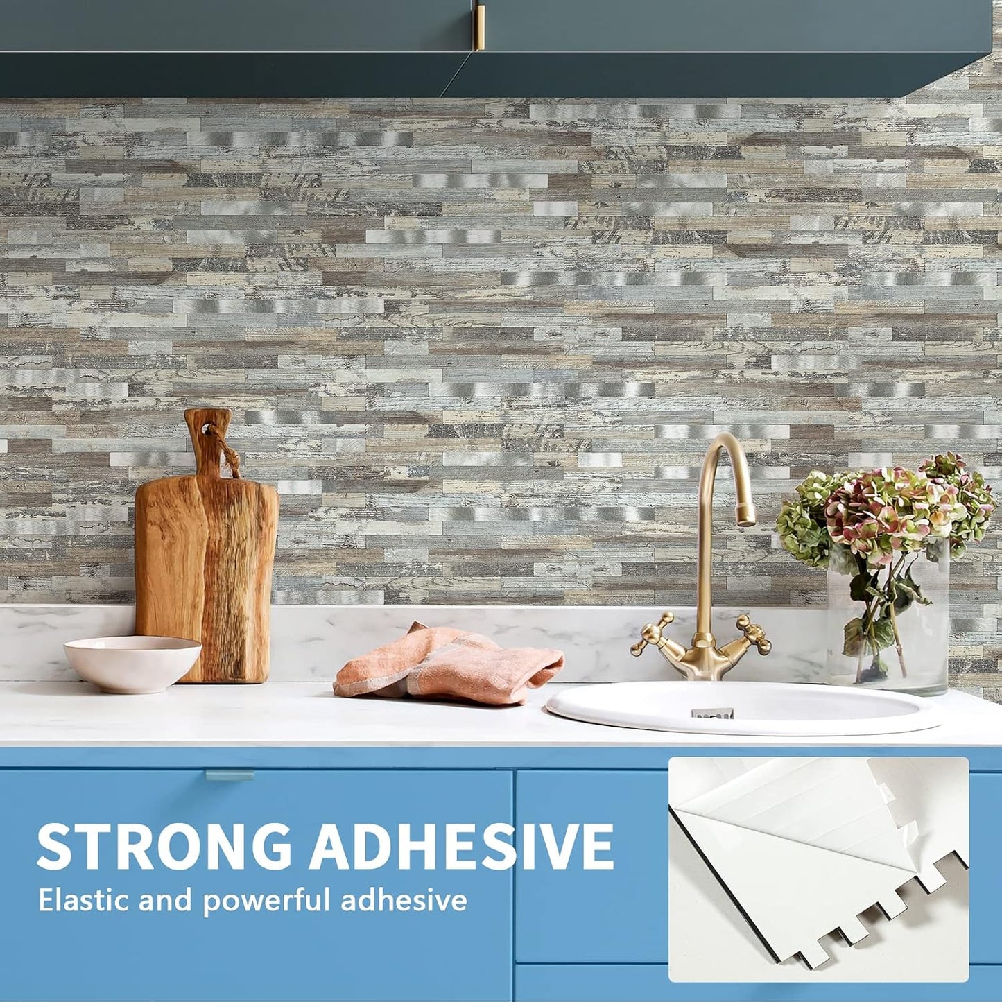 Midcard 10 Sheets Peel and Stick Backsplash PVC Wall Tile,for Kitchen Backsplash