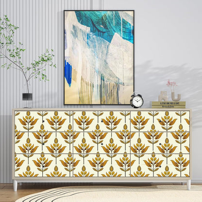 BOKEBEVE Leaves Contact Paper Floral Wallpaper Stick and Peel Boho Damask Wall Paper for Liner Drawer Cabinet Backsplash Renter Friendly Waterproof 17.5 x 118In