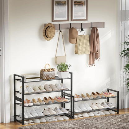 Stackable Shoe Rack, 6 Tier Metal Shoes Rack Storage Organizer,Large Capacity Shoe Shelf Max Holds 30 Pairs of Shoes,Sturdy and Stable, for Closet, Entryway,Garage，Black