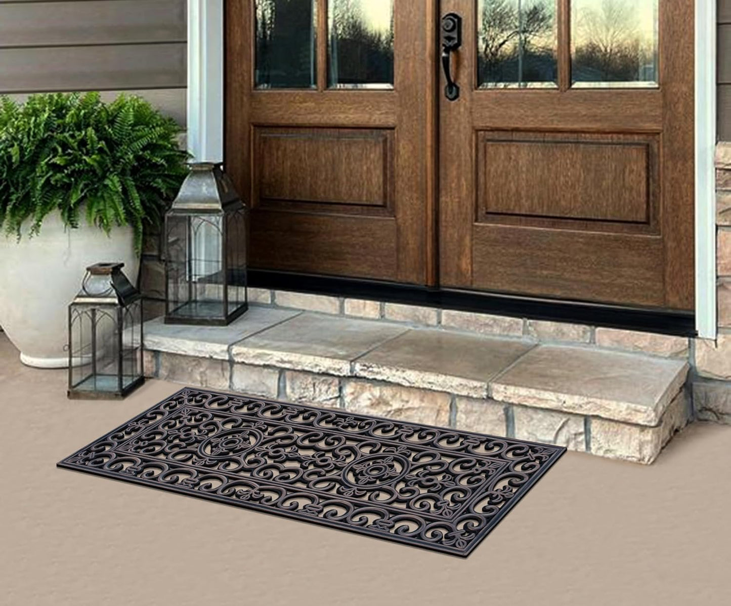 A1HC Outdoor Doormat, Natural Rubber, 18" x48”, Ideal for Outside entryway,Dirt Shoe Scraper,Heavy Duty Door mat for Indoor Outdoor,Rug Mats for Entry,Patio, Welcome Mats