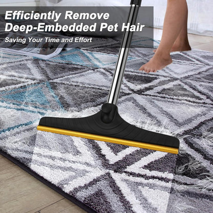 B-Land Carpet Rake for Pet Hair Removal, Reusable Pet Hair Remover with 60” Adjustable Long Handle, Carpet Scraper Broom Dog Cat Hair Remover Tool Fur Sweeper for Rugs, Mats