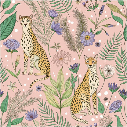 Floralplus Peel and Stick Wallpaper Leopard Jungle Removable Wallpaper for Bathroom Renter Friendly Wallpapers Self Adhesive Animal Floral Contact Paper for Accent Wall 17.5 x 118 in