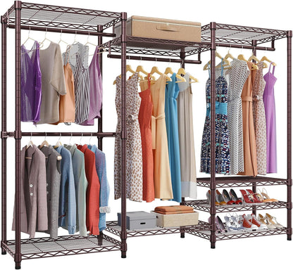 VIPEK V5 Heavy Duty Clothes Rack, Portable Closet Wardrobe with 4 Hanging Rods & 8 Shelves, Freestanding Adjustable Garment Rack for Bedroom, Walk-in Closet, 890 lbs Capacity, Black, 68.9" L