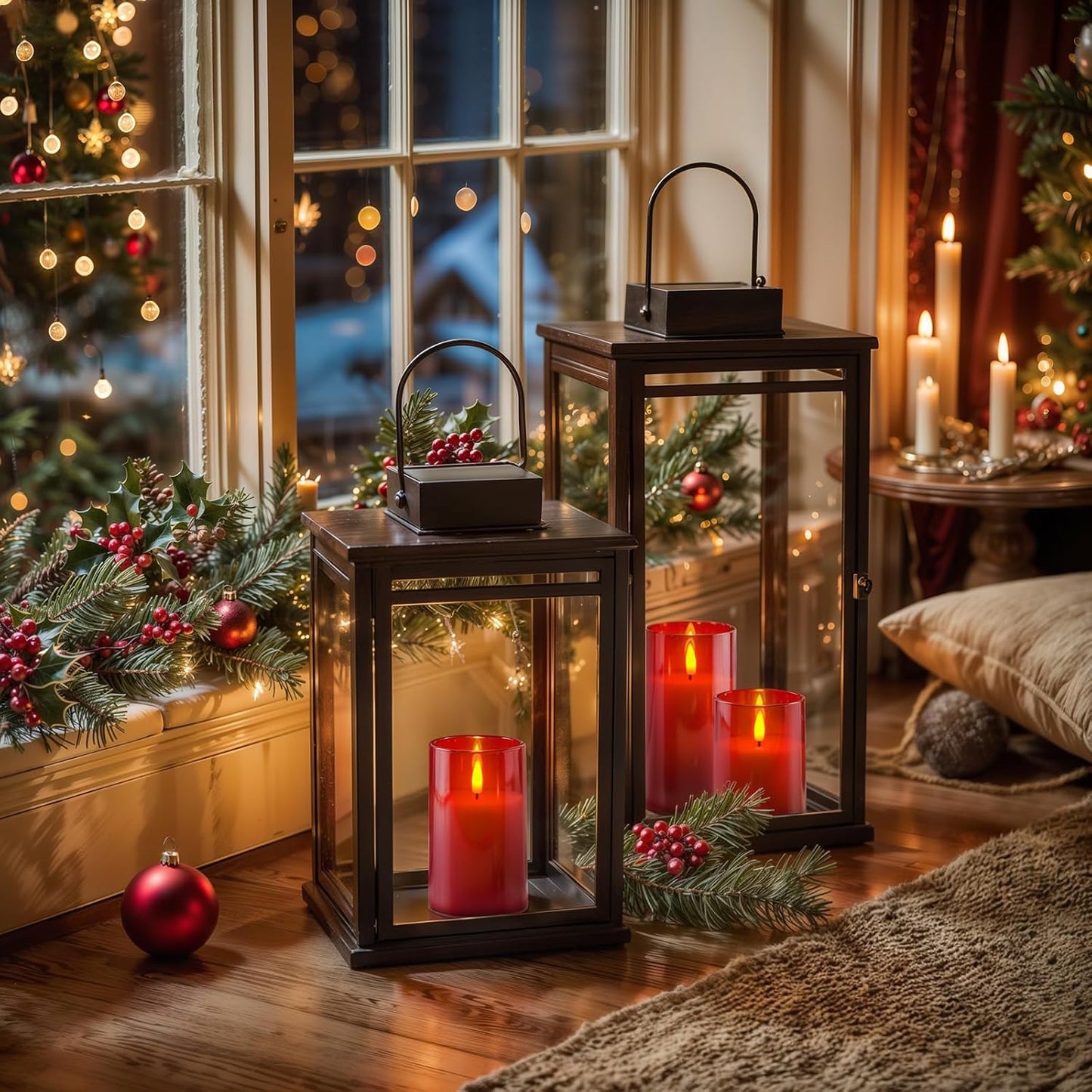 Homemory Green Glass Flameless Candles, Battery Operated LED Pillar Candles with Remote Control and Timer, Radiance Candles, Real Wax, Set of 3,D3 xH4 5" 6"