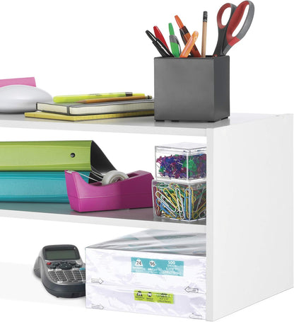 Whitmor Wood Stackable 2-Shelf Shoe Rack, White, 24 inches