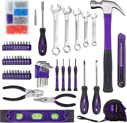 CARTMAN 152-Piece Household Tool Set, Blue Hand Kit With Storage Case Box | Complete tool assortment for home repairs, office fixes, dorm needs, furniture setup, crafting, and everyday household fixes.