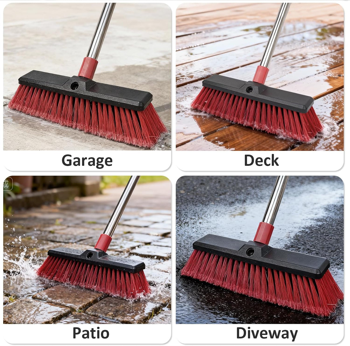 18”Push Broom with 70” Long Handle Heavy Duty Outdoor Broom for Cleaning Shop Garage Driveway Patio Deck Concrete Floor Sweeping