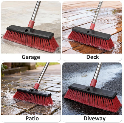 18”Push Broom with 70” Long Handle Heavy Duty Outdoor Broom for Cleaning Shop Garage Driveway Patio Deck Concrete Floor Sweeping