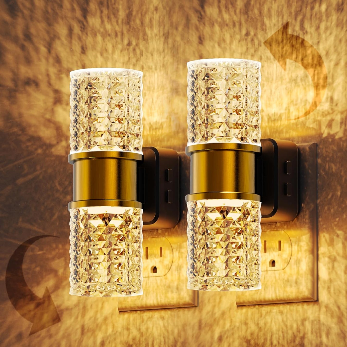 L LOHAS LED Night Light,Dimmable Night Lights Plug into Wall, 2 Pack Acrylic Nightlight with 0-100 LM Adjustable Brightness, 3000K Plug in Night Light with Dusk to Dawn Sensor, for Bathroom Hallway