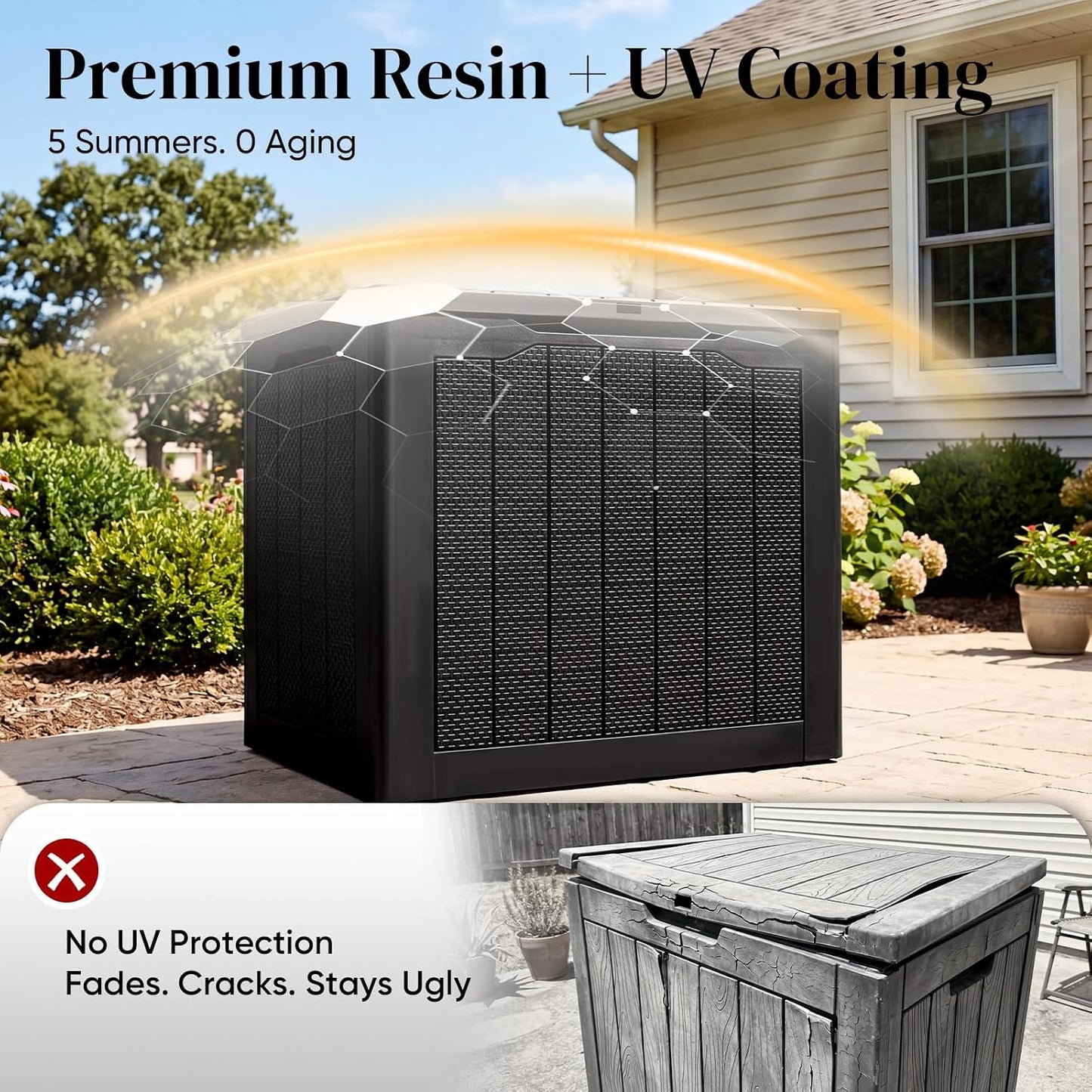 Quictent 100 Gallon Heavy Duty Resin Deck Box, Weatherproof Waterproof Outdoor Storage Bench, UV Resistant Lockable Container for Garden, Pool Supplies, Patio Cushions & Furniture Accessories