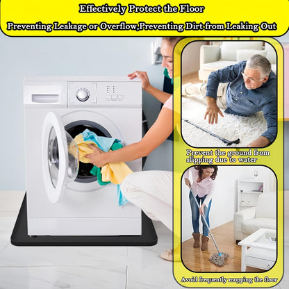 27×27inch Washer Drain Pan Silicone Mat, With Raised Edge Washing Machine Silicone Mat, Multi-function Non Slip, Soft Foldable Portable Waterproof Pad（grey）