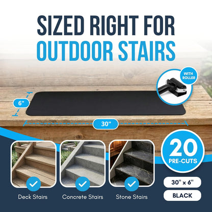 Clear Non Slip Stair Treads for Wooden Steps Indoor (20 Pack) - 30” x 6” Wide Transparent Peel and Stick Stair Treads Non Slip, Indoor Safety Strips for Wood Stairs, Stair Grips for Elderly and Pets