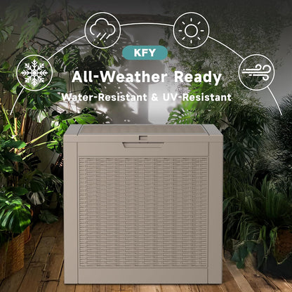 320 Gallon Waterproof Outdoor Storage Box, UV Resistant Resin Deck Box with Hydraulic Rod for Reinforced Stability, Perfect for Patio, Garden, and Pool（Black，320 Gallon）