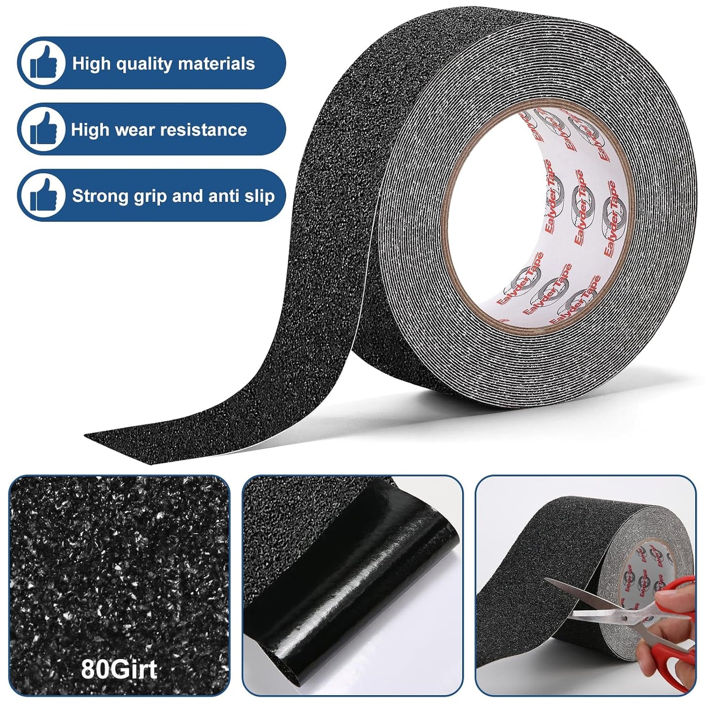 Anti Slip Tape 2 Inch x 16.5 Ft, Non Slip Waterproof Safety Grip Adhesive Traction Tape for Steps, Stair Treads and Ramps, Indoor & Outdoor Use