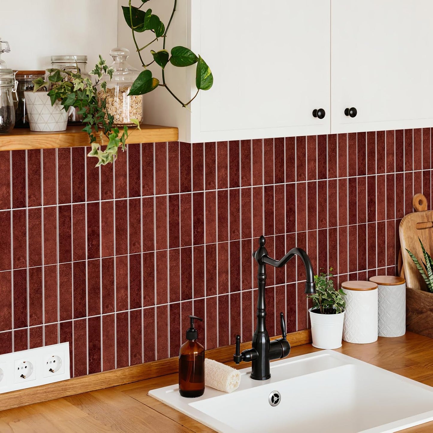 10 Sheets Thicker Design Peel and Stick Backsplash, Self Adhesive Wall Tiles, Stick on Backsplash for Kitchen and Bathroom, 11.8"x11.8",Beige