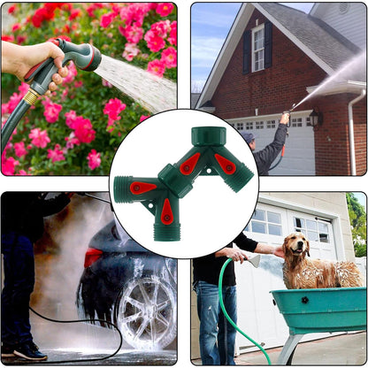 6 Pcs 2 Way Hose Adapter Y Valve Garden Hose Connector, Green | Non Rust Spigot Faucet Adapter, 3/4 Garden Hose Y Connectors, Plastic Hose Splitter, Faucet Watering Shut Off Valves