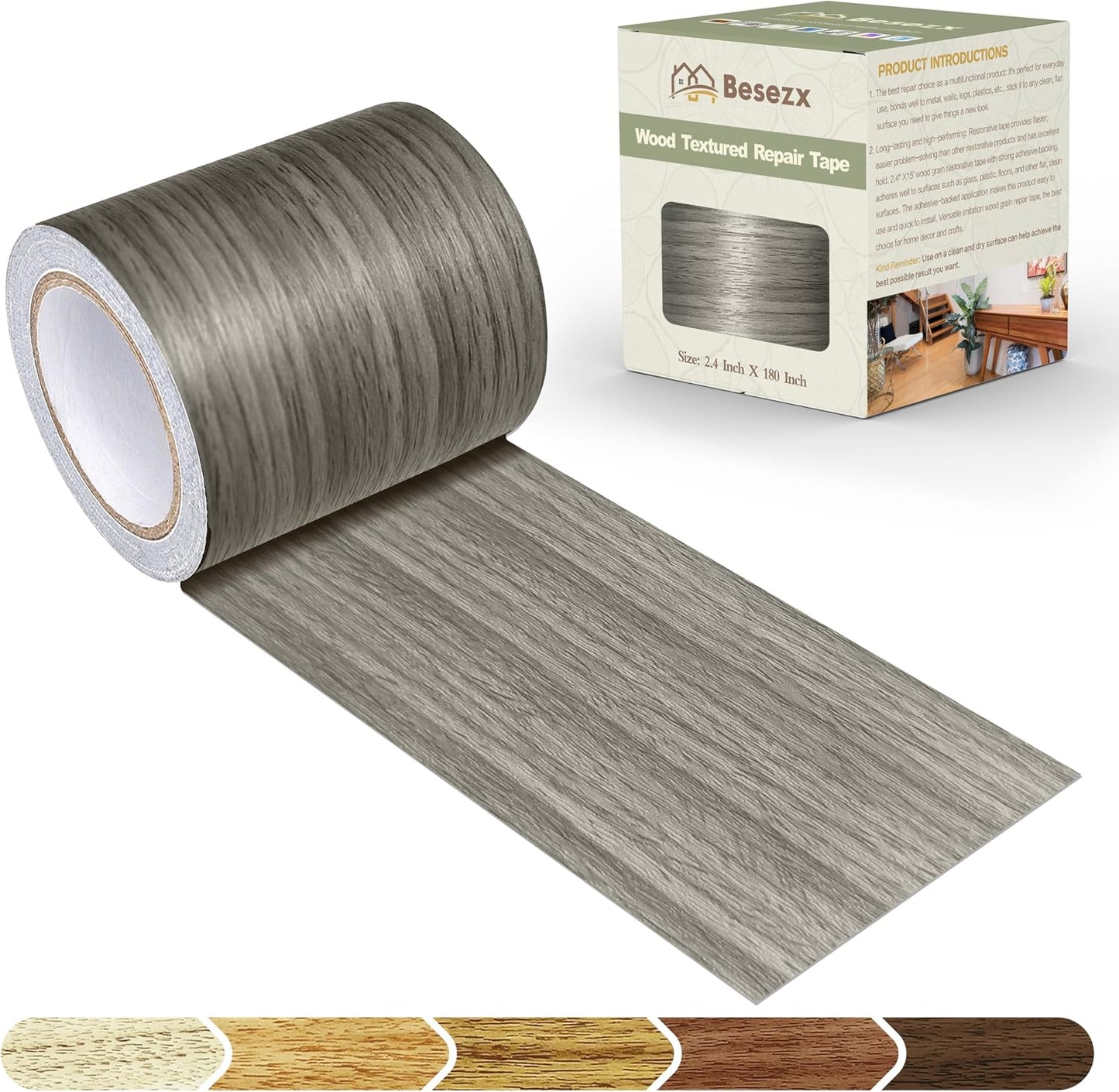 Besezx Wood Grain Repair Tape, 2.4" X15', Self Adhesive Wood Grain Repair Patch for Tables, Chairs, Baseboards, Doors, Windows, Floors, All Kinds of Furniture Renovation, Handicraft DIY. (Natural oak)