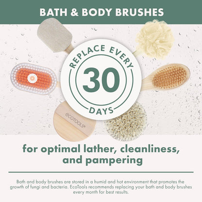 EcoTools Bath Bristle Brush, Bath Brush with Long Handle, Cleanse Back & Hard-to-Reach Areas, Eco Friendly Shower Brush for Exfoliating, Cruelty Free Nylon Bristles, Vegan, 1 Count