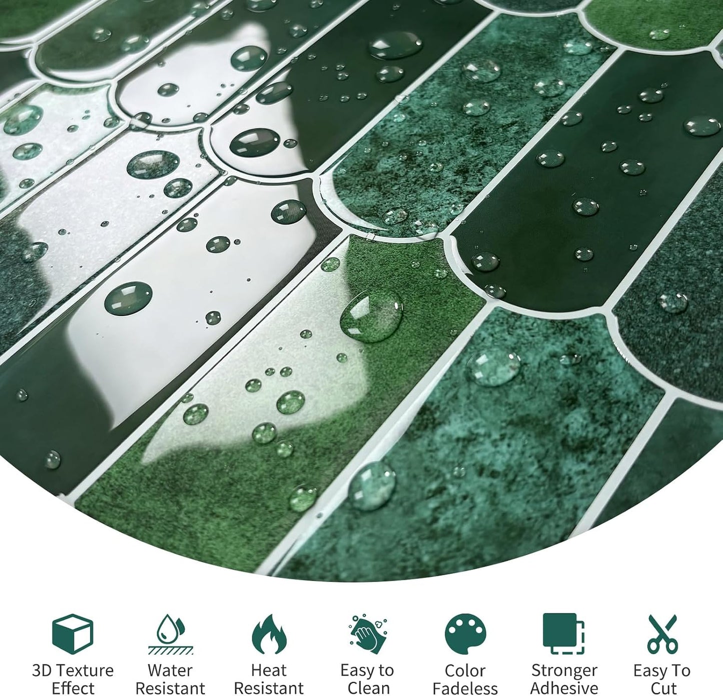 10-Sheet Upgraded Thicker Peel and Stick Kitchen Backsplash Tiles | Waterproof Self-Adhesive Vinyl Wall Tile Stick on Backsplash for Kitchen,Bathroom,Fireplace and RV(Sage Green,12"×12")