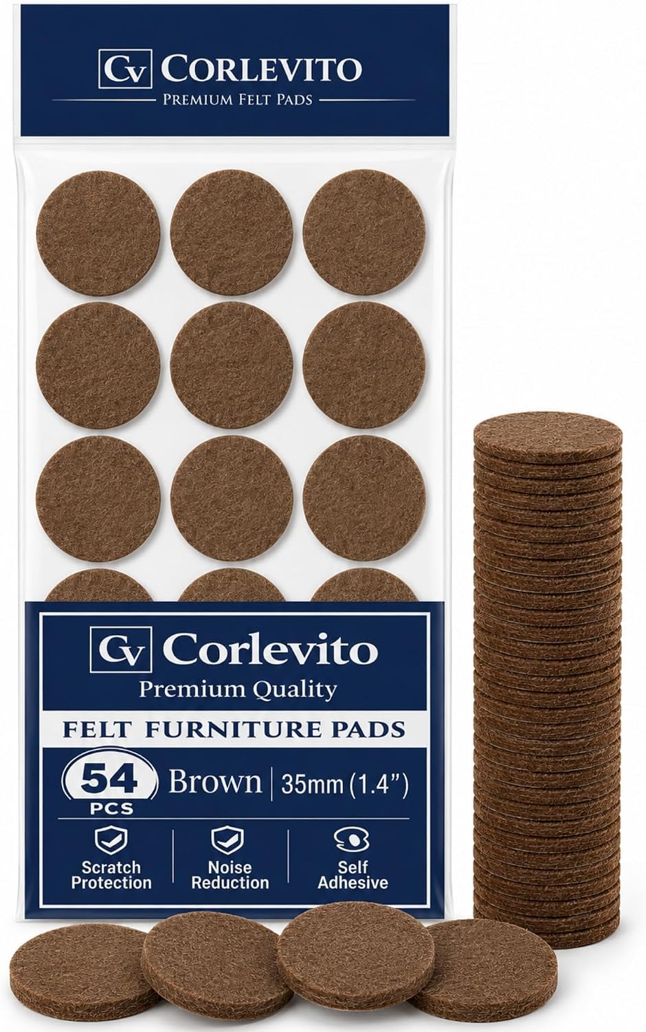 Felt Furniture Pads Corlevito 66 PCS (0.9") – Chair Leg Floor Protectors for Hardwood Floors, Strong Adhesive Anti Scratch Felt Pads for Furniture,Noise Reducing Furniture Pads (Brown)