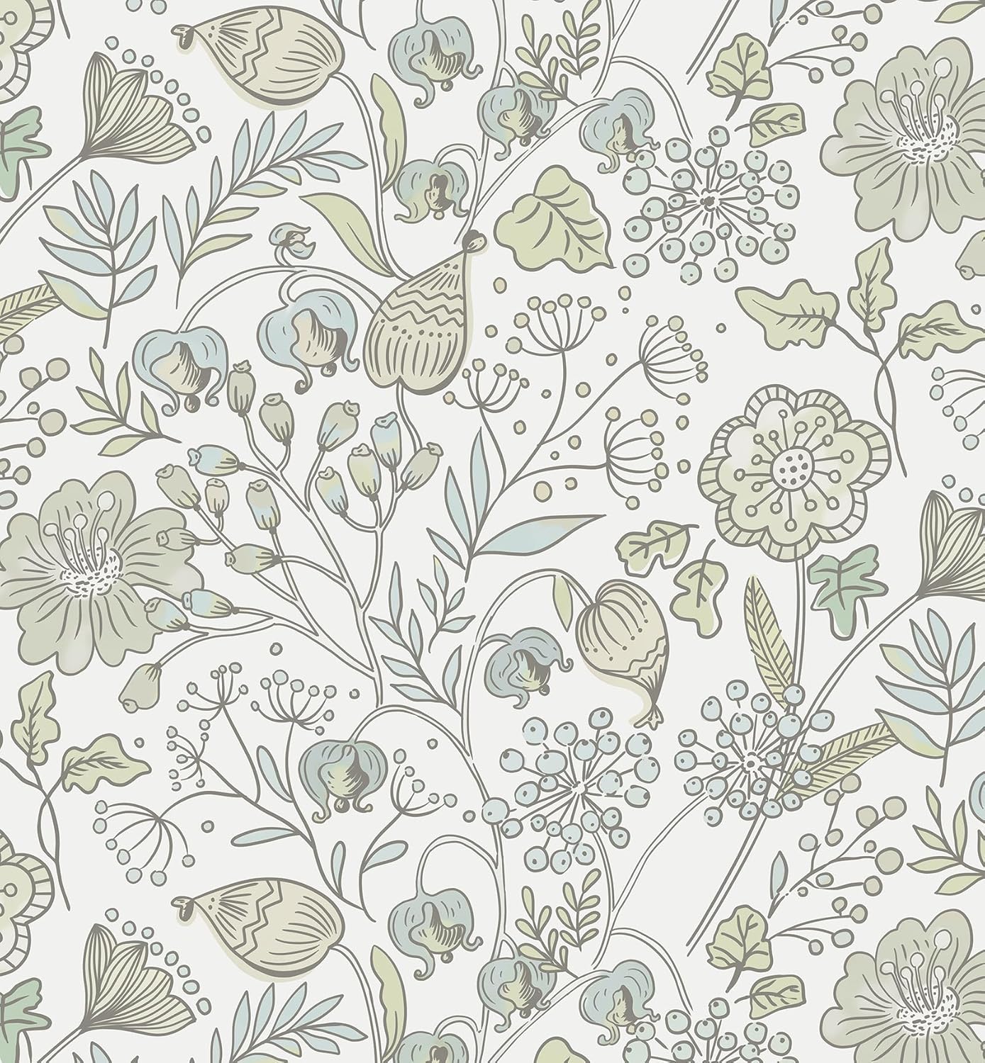 HeloHo Blue Floral Wallpaper Peel and Stick Self Adhesive Removable Wall Paper 16.1" X 118" Renter Friendly Waterproof Wallpaper Contact Paper for Furniture Living Room Bedroom Decor