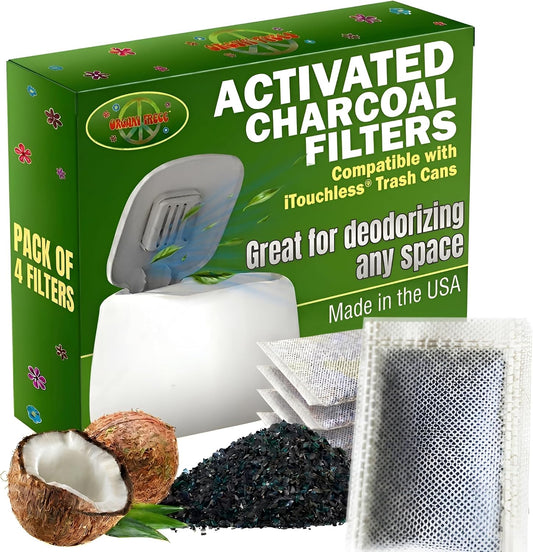 Green Piece® Activated Charcoal Air Filters for Odor Removal – Compatible with ITouchless Trash Cans (Pack of 4) – Premium Odor-Absorbing Filters by Green Piece®