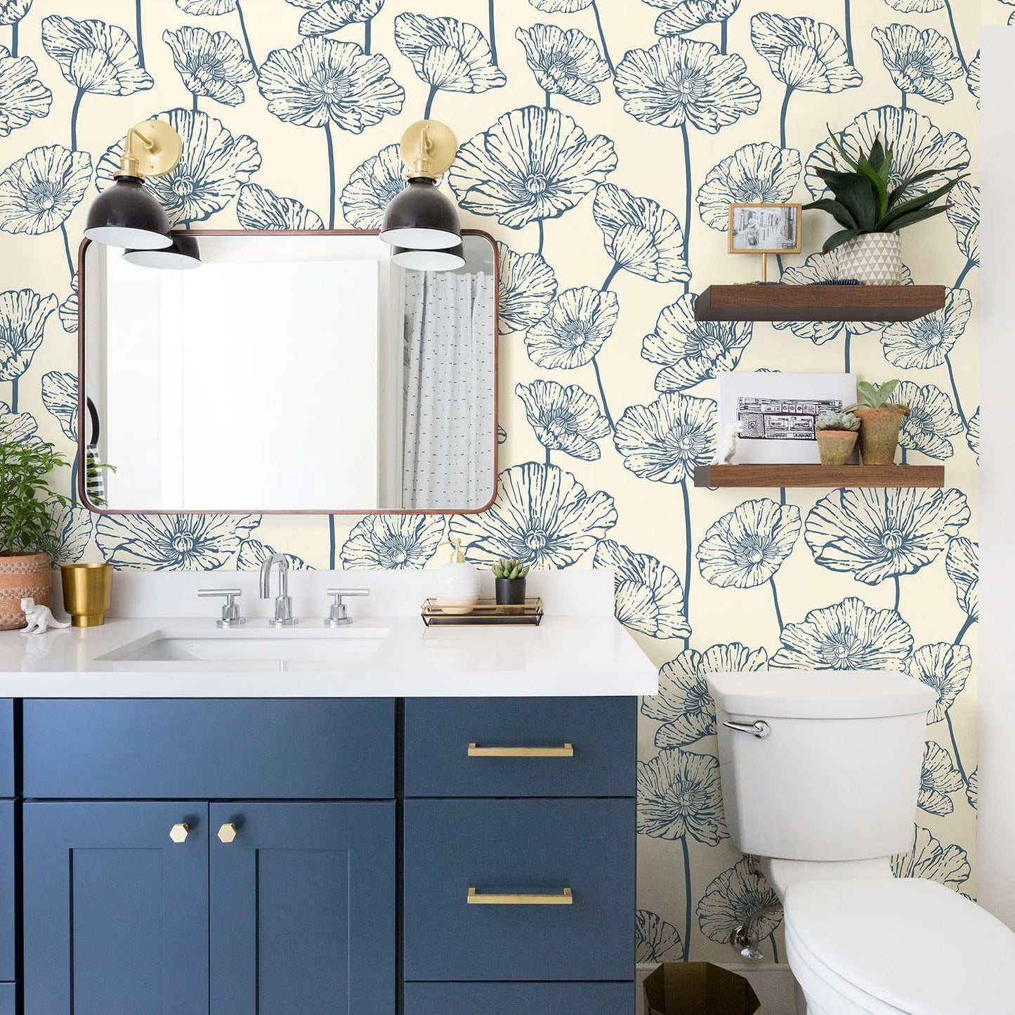 Orainege Modern Peel and Stick Wallpaper 17.3inx118.1in Beige and White Floral Wallpaper Boho Contact Paper Removable Decorative Wall Paper for Bedroom Bathroom Cabinets Decor Vinyl