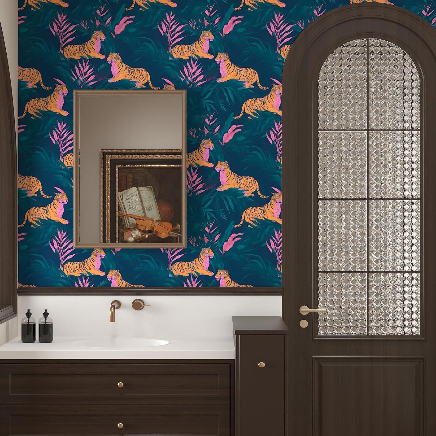 BOKEBEVE Watercolour Floral Peel and Stick Wallpaper Boho Vibrant Contact Paper Renter Friendly Wall Paper for Countertop Cabinet Wall Shelf Liner Removable Blue Colorful 17.5 x 118In