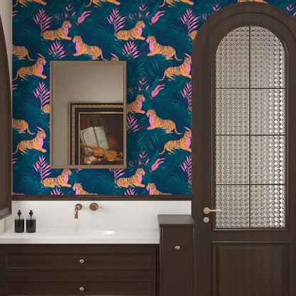 BOKEBEVE Watercolour Floral Peel and Stick Wallpaper Boho Vibrant Contact Paper Renter Friendly Wall Paper for Countertop Cabinet Wall Shelf Liner Removable Blue Colorful 17.5 x 118In