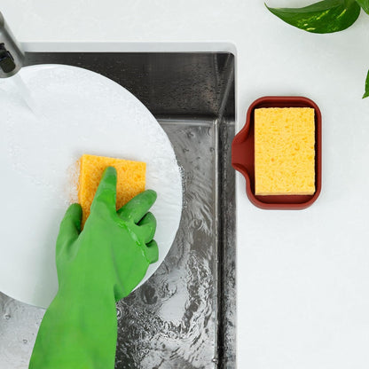 Zulay Kitchen (9x3.5in) Sponge Holder for Kitchen Sink - Flexible Heavy-Duty Multipurpose Sink Caddy - Counter Organizer for Kitchen, Bathroom, Makeup, Trinkets & More! (Grey)
