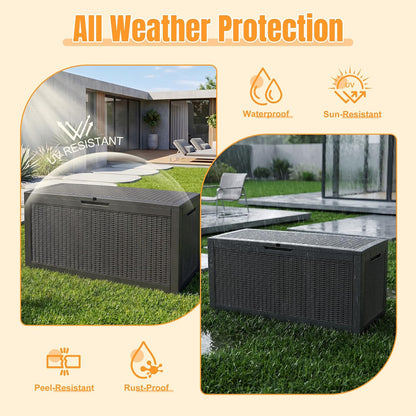 Outdoor Storage Box,38 Gallon Resin Deck Box,Waterproof & UV Resistant Lockable Package Delivery Bin,Toy Cabinet for Indoor & Outdoor