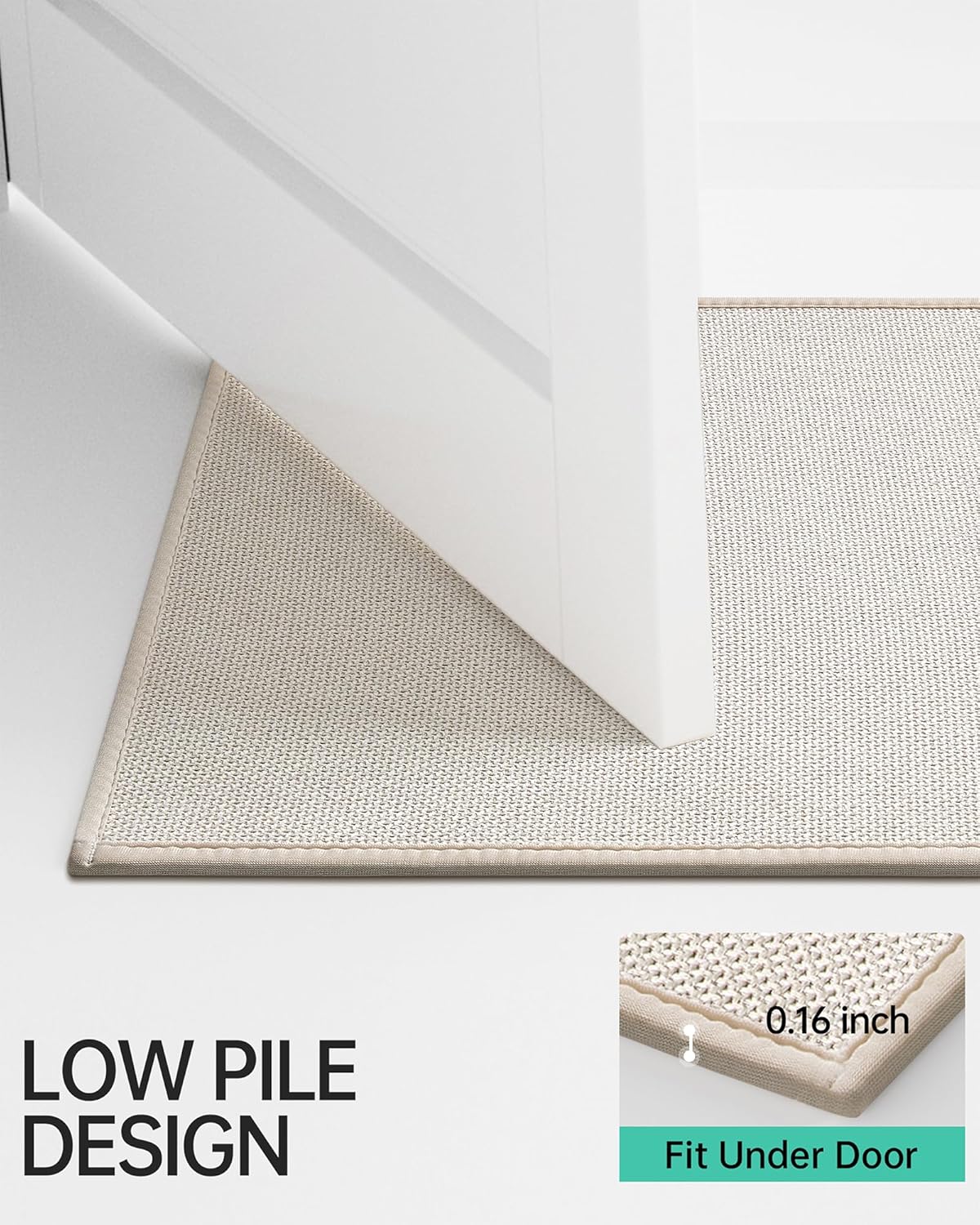 Mecko Bath Mat Rug, Rubber Non-Slip Quick Dry Absorbent Thin Bathroom Rugs Fit Under Door Bathroom Floor Mats-Shower Rug for in Front of Bathtub, Sink, Shower Room(Light Grey,16"x24")