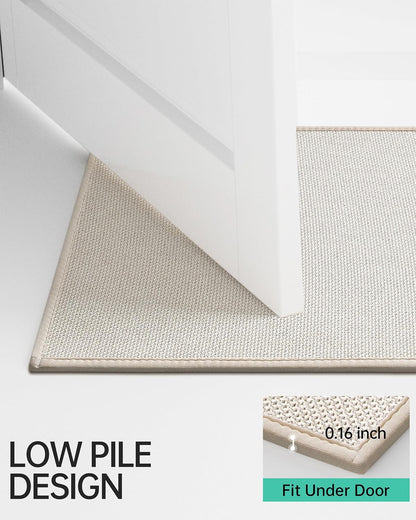 Mecko Bath Mat Rug, Rubber Non-Slip Quick Dry Absorbent Thin Bathroom Rugs Fit Under Door Bathroom Floor Mats-Shower Rug for in Front of Bathtub, Sink, Shower Room(Light Grey,16"x24")