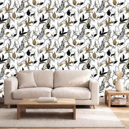 Sage Green and Blue Leaf Peel and Stick Wallpaper Modern Removable Self Adhesive Waterproof Renter Friendly Wall Covering for Bathroom and Accent Walls 17.7in x 88.5in