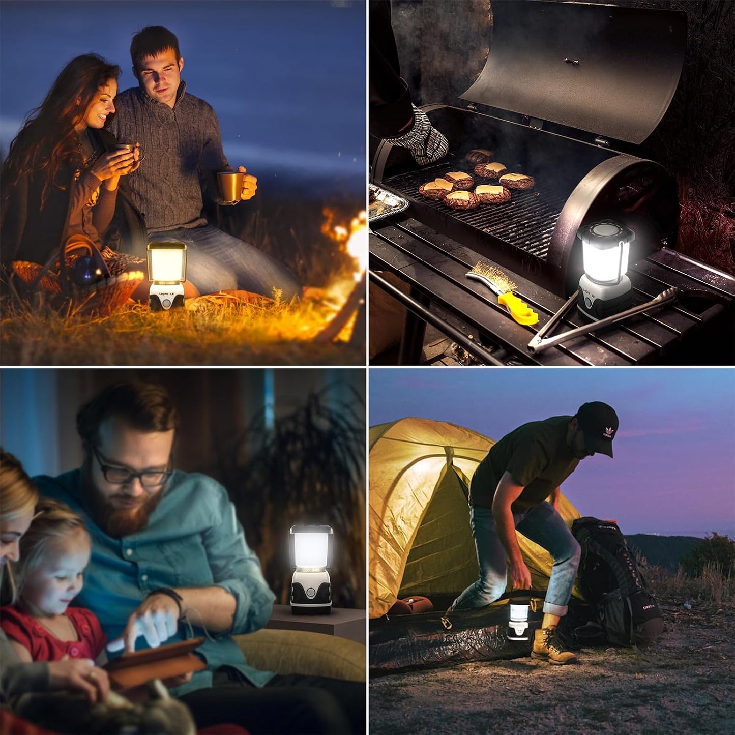 Lepro 1500LM Battery Powered LED Camping Lantern, Green Tent Light with 4 Light Modes, Camping Essentials, Waterproof Lantern Flashlight for Camping, Emergency Light, Power Outages, Not Rechargeable