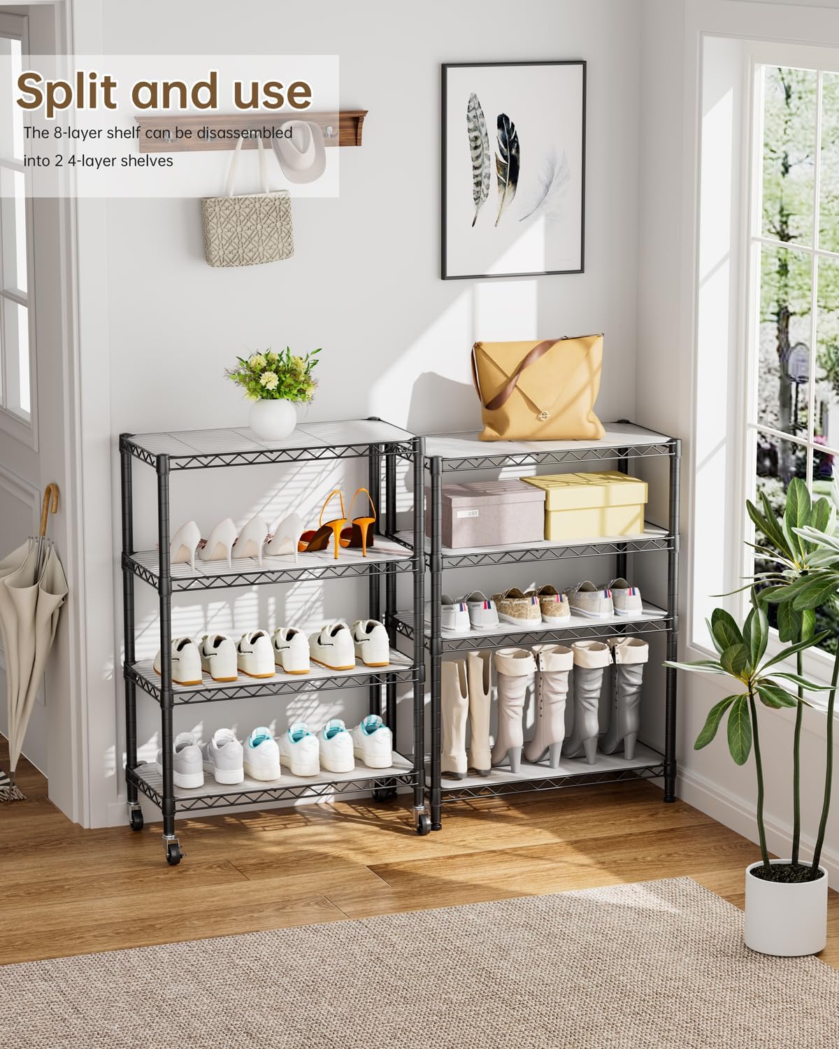 Golpart 4 Tier Adjustable Storage Shelves Metal Utility Shelf Wire Shelving Unit Organizer Rack for Home Kitchen Office Bathroom Pantry Room 12" D x 18" W x 44" H