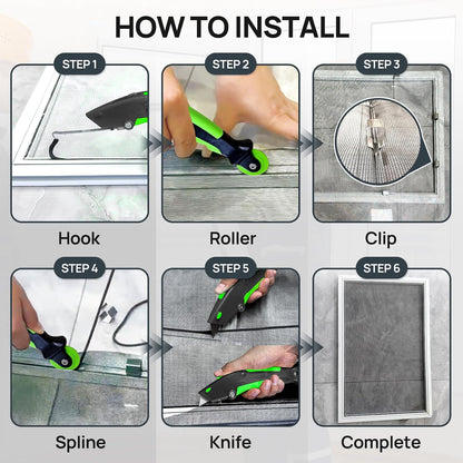King&Charles Window Screen Door Repair/Replacement Kit, Includes Black Screen Mesh 48"x118"+ Versatile Screen Roller Tool+50Ft Spline+8Clips, Insect Screen, Pet Proof Window Mesh Kit