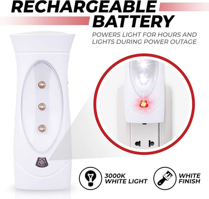 Amerelle LED Emergency Lights For Home Power Failure, 5 Pack - Triple Function Power Failure Light and Plug In Flashlight Combo, With Rechargeable Battery - Be Snow Storm & Hurricane Ready (71134)