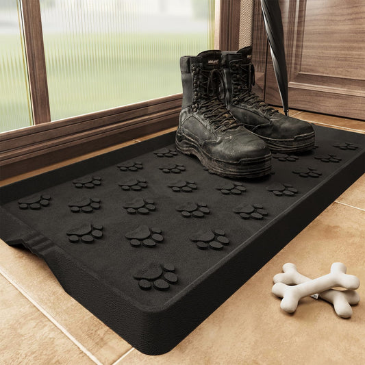 SUPENUIN Boot-Tray Heavy Duty Rubber Mat with Lip Waterproof Shoe Mat Tray for Entryway Indoor Outdoor Multi Use Catch All Trays Entryway Shoe Storage 16x27.5 Inches
