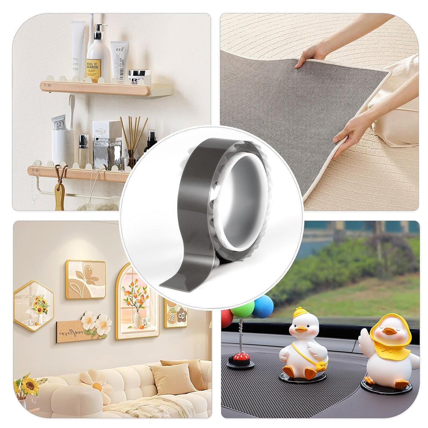 zvp Double Sided Nano Tape, Removable Heavy Duty Mounting Foam Tape, Adhesive Tape for Wall, Carpet, Poster and Picture Hanging Strips (Transparent, 1.15 * 118 in)