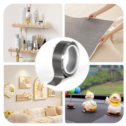 zvp Double Sided Nano Tape, Removable Heavy Duty Mounting Foam Tape, Adhesive Tape for Wall, Carpet, Poster and Picture Hanging Strips (Transparent, 1.15 * 118 in)