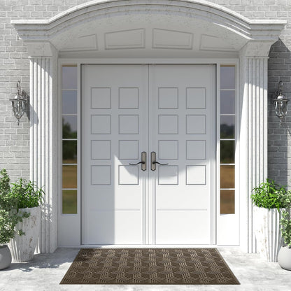 Yimobra Front Door Mat, All-Season Waterproof Outdoor Mat for Entrance with Drainage Holes, Heavy Duty Non-Slip Doormat for Garage Patio Entryway Indoor, 29.5x17, Red