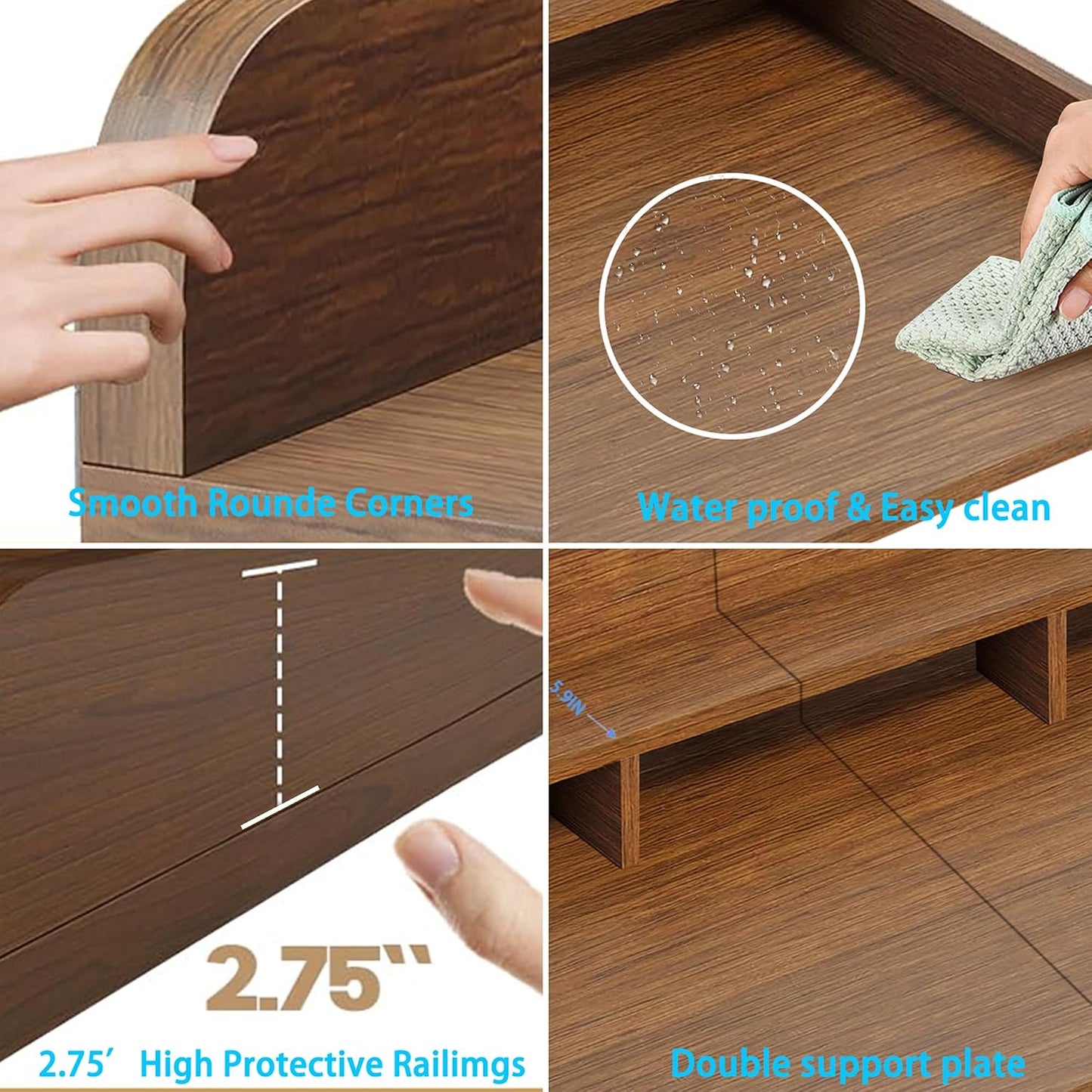 54" 2 Tier Washer Dryer Countertop with Storage Shelf, Waterproof MDF Laundry Room Organizer, Folding Station, Mechanically Joined Two-Panel Countertop (Walnut Brown)