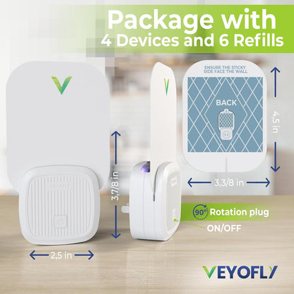 VEYOFLY Fruit Fly Traps for Indoors (1 Device + 2 Refills), Gnat Trap Indoor Plug in, Bug Traps, Flying Insect Trap, Gnat Traps for House Indoor, Fly Trap Indoor for Home Bug Light, Gnats Catcher