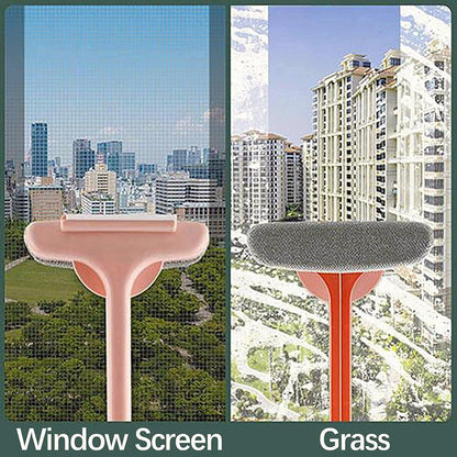 Mesh Screen Cleaner - 2 in 1 Window Cleaner Brush, Glass Cleaning Scraper, Window Screen Brush Washing Equipment, Double Sided Wet & Dry Dual Purpose, Extendable Mesh Screen Cleaner (Green)