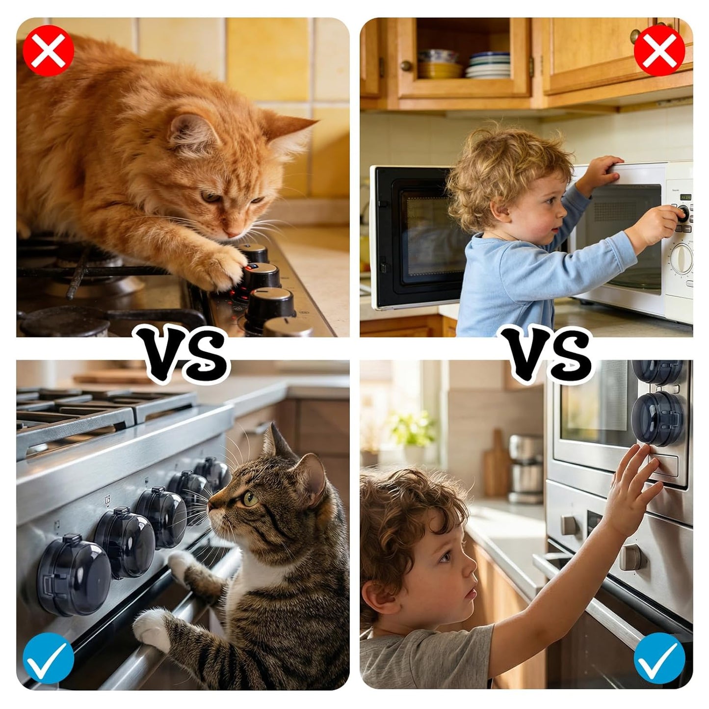 6 Pack Stove Knob Safety Covers, Universal Heat-Resistant Baby Proof Gas Stove Knob Locks, Child & Pet Safety Oven Knob Covers, Tool-Free Disassembly-Free Installation