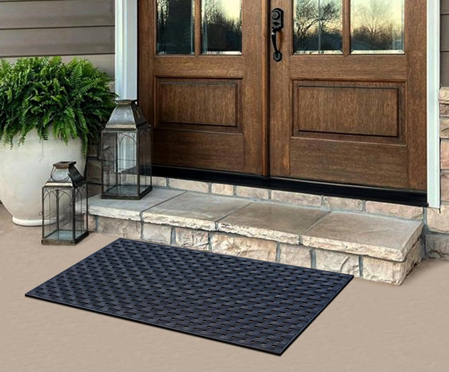 A1HC Outdoor Doormat, Natural Rubber, 18" x48”, Ideal for Outside entryway,Dirt Shoe Scraper,Heavy Duty Door mat for Indoor Outdoor,Rug Mats for Entry,Patio, Welcome Mats
