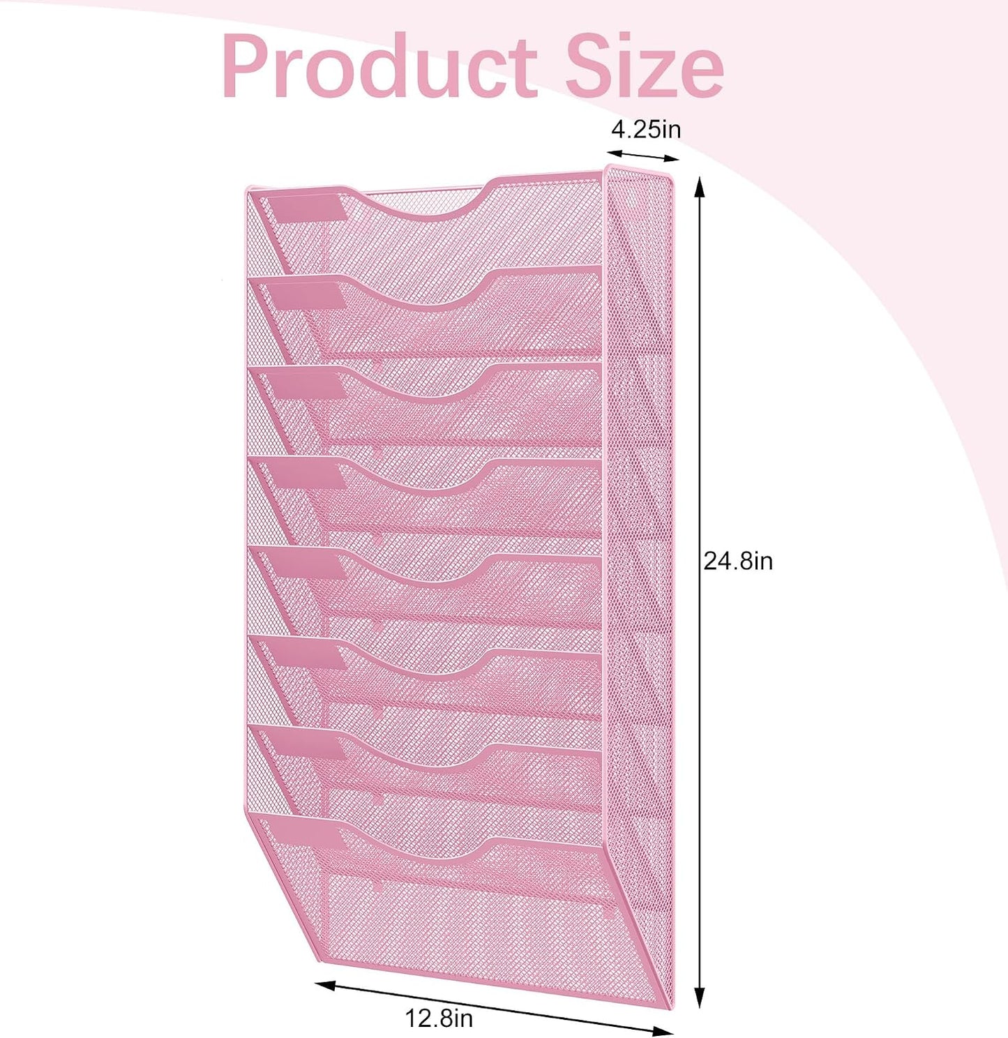 EasyPAG 5 Pocket Mesh Wall File Organizer with Key Hooks, Hanging Paper Folder Holder with Classify Label, Vertical Wall Mount Mail Organizer for Office Home Classroom, Black