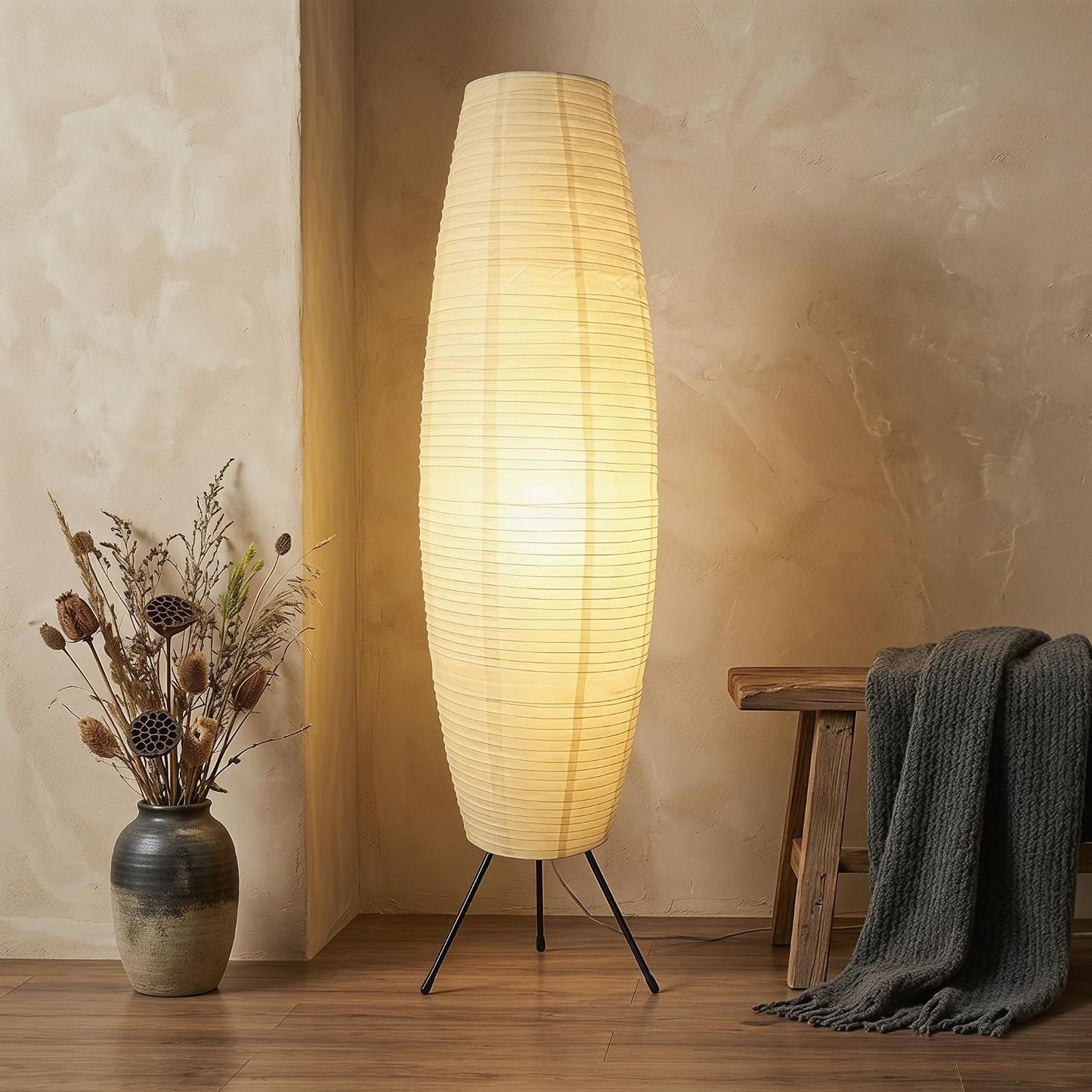 Toyvian Lamp Shade: Foldable White Paper Floor Lampshade for Standing Floor Lamp Replacement, Soft Light Diffuser for Bedroom Living Room Decor, Easy Install (43.31"W x 7.87"H)